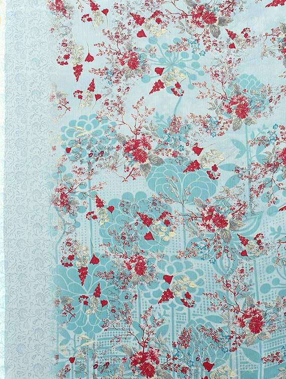 light blue printed saree with blouse - 19198548 - Standard Image - 3