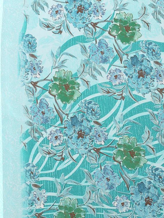 light blue printed saree with blouse - 19198556 - Standard Image - 3