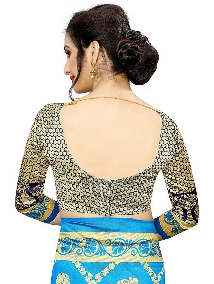 light blue printed saree with blouse - 19198908 - Standard Image - 3