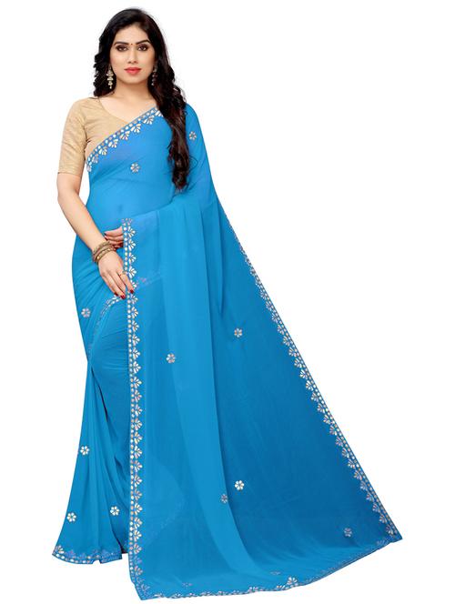 blue self design saree - 19198921 - Standard Image - 0