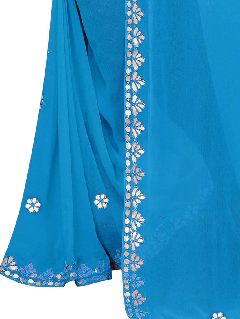 blue self design saree - 19198921 - Standard Image - 3