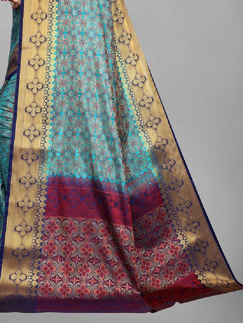 ethnic wear light blue colored saree set - 19199060 - Standard Image - 3