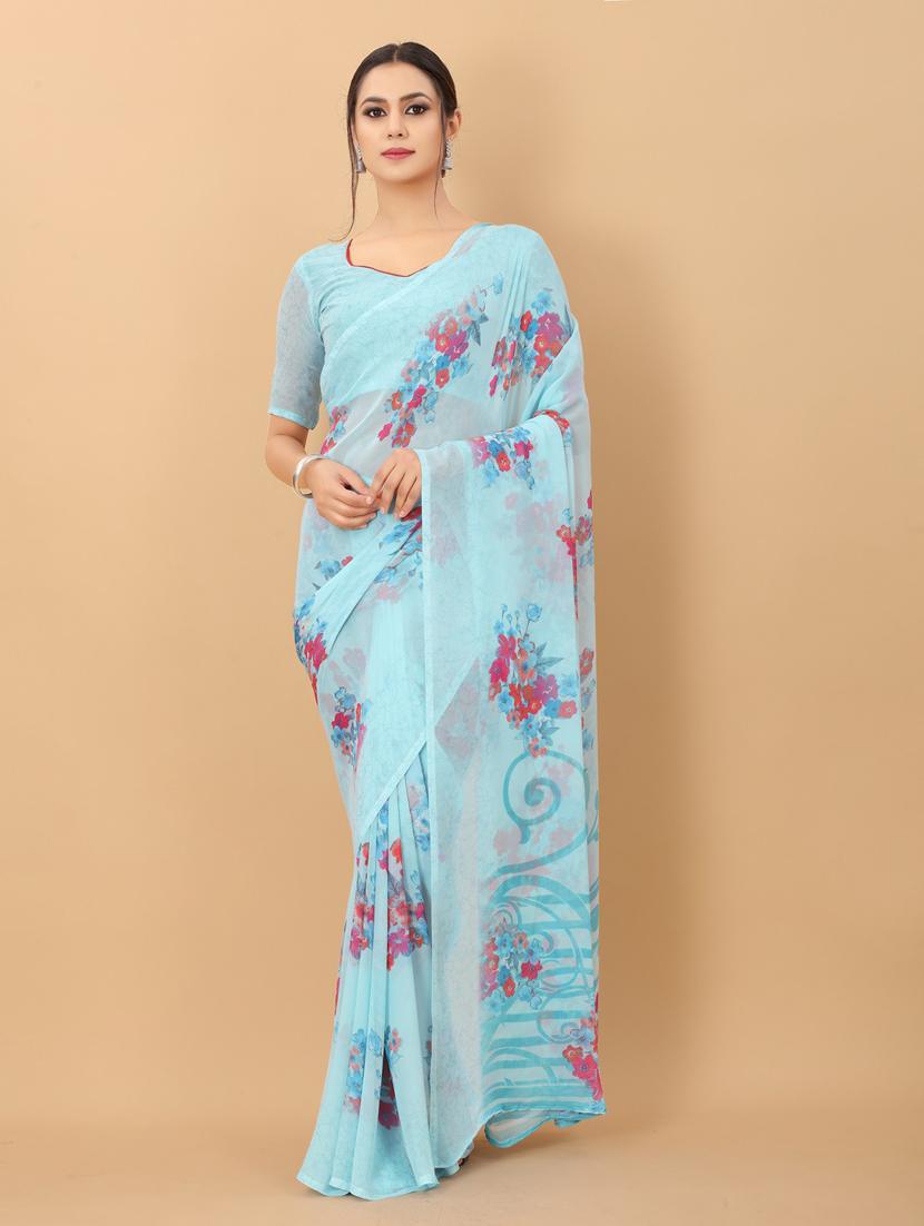 ethnic wear light blue colored saree set - 19199172 -  Zoom Image - 0