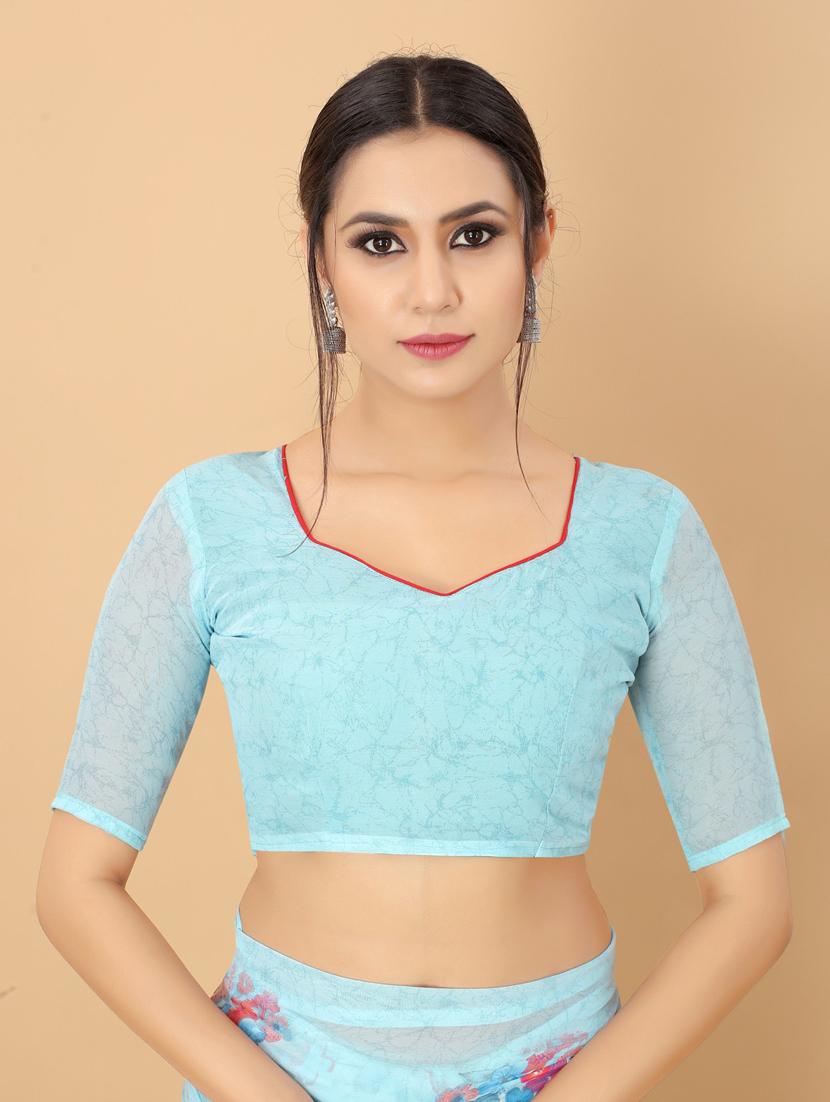 ethnic wear light blue colored saree set - 19199172 - Standard Image - 3