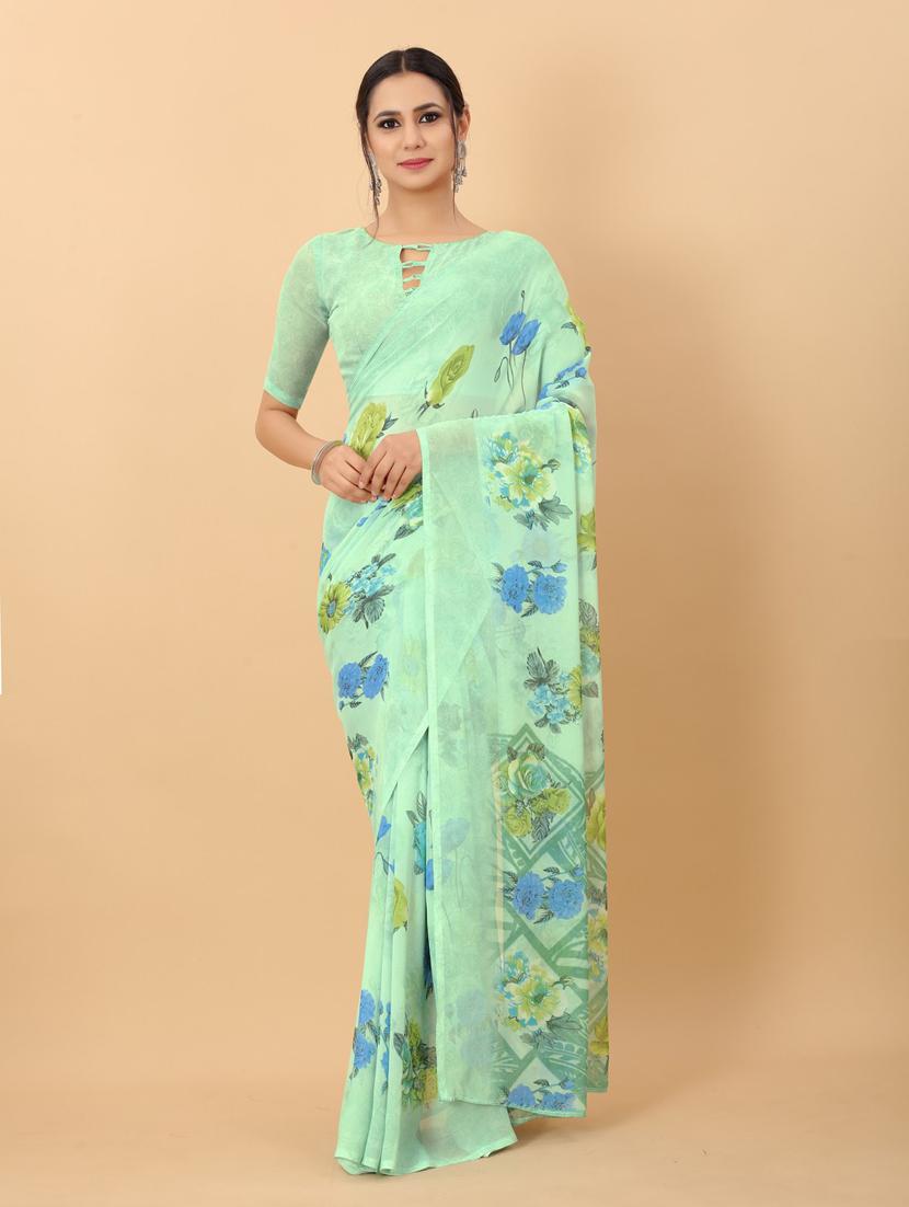 floral printed saree with blouse - 19199202 -  Zoom Image - 0