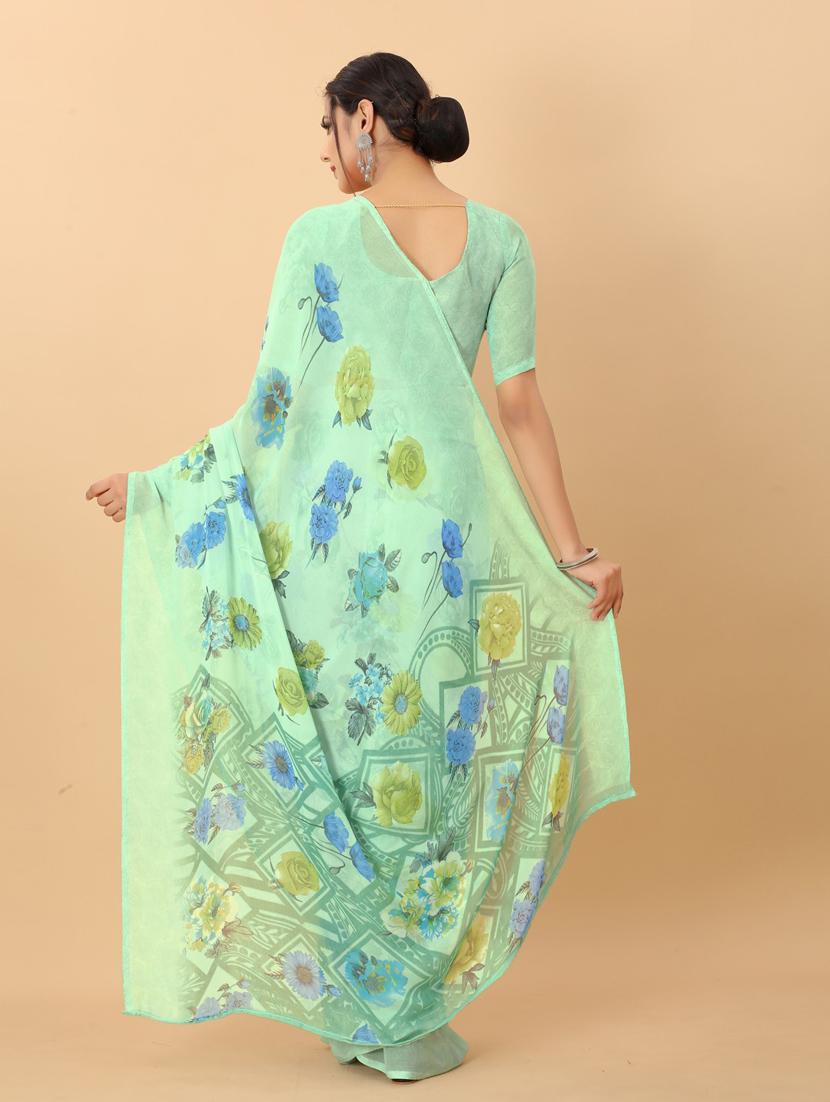 floral printed saree with blouse - 19199202 - Standard Image - 3