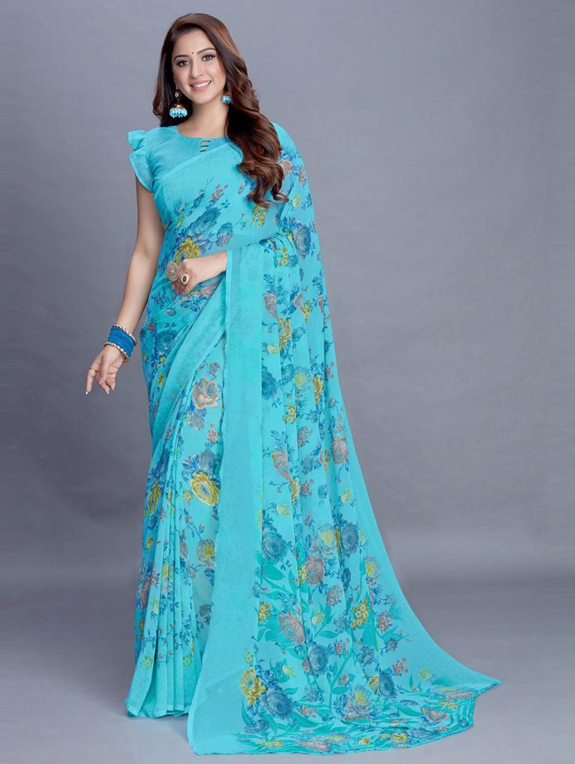floral printed saree with blouse - 19199214 -  Zoom Image - 0