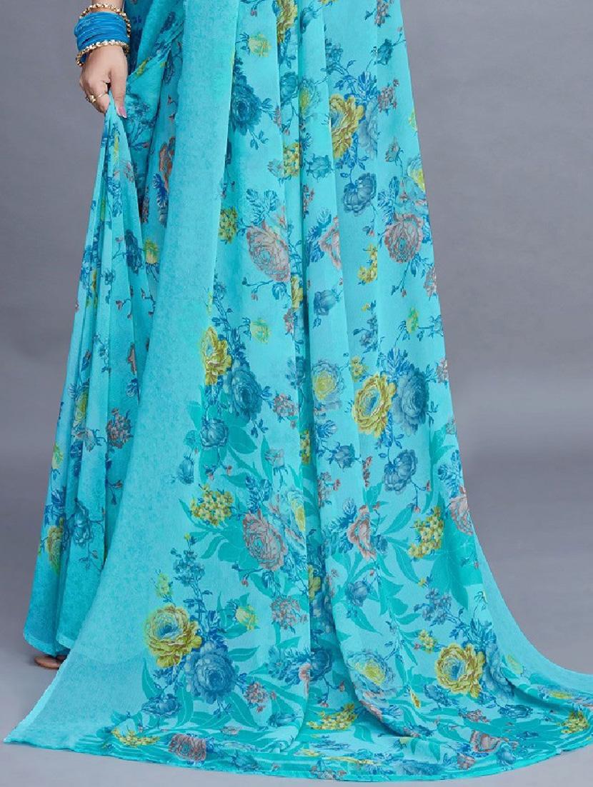 floral printed saree with blouse - 19199214 - Standard Image - 3