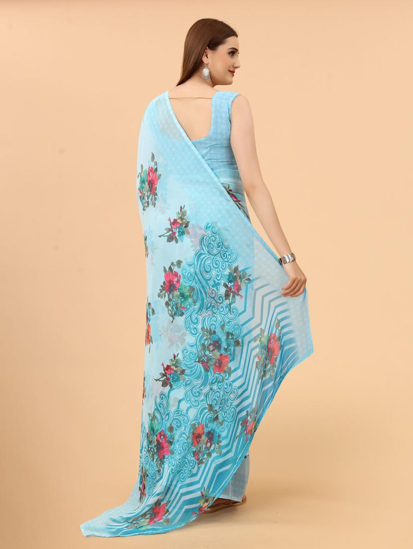 floral printed saree with blouse - 19199248 - Standard Image - 3