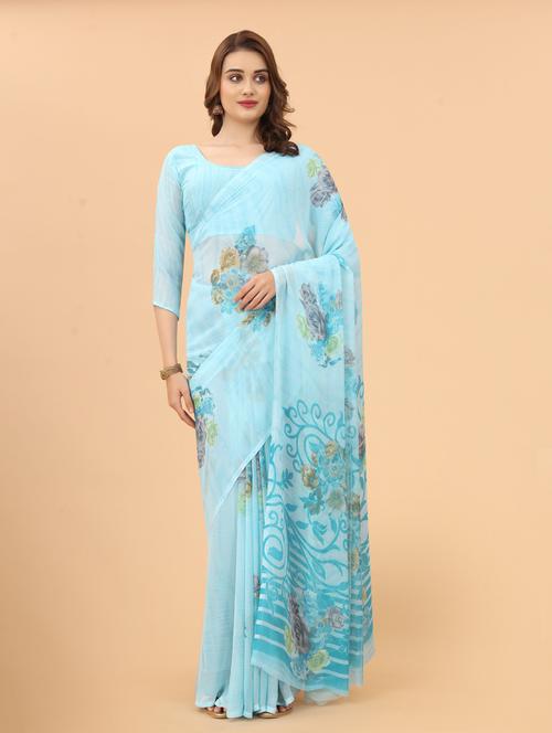 floral printed saree with blouse - 19199262 -  Standard Image - 0