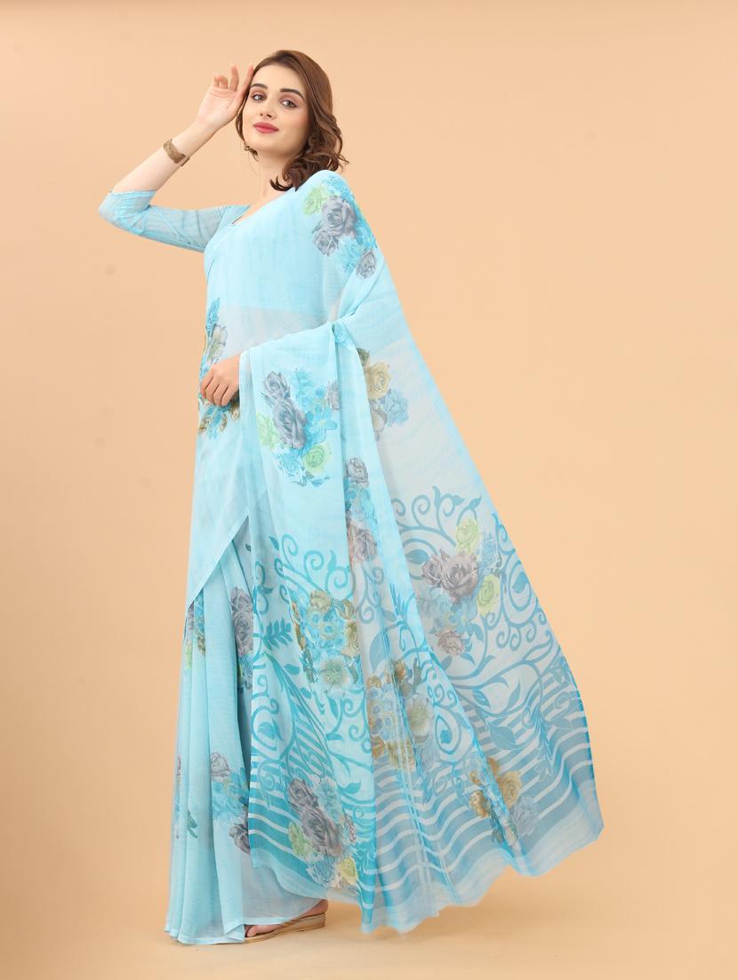 floral printed saree with blouse - 19199262 - Standard Image - 3