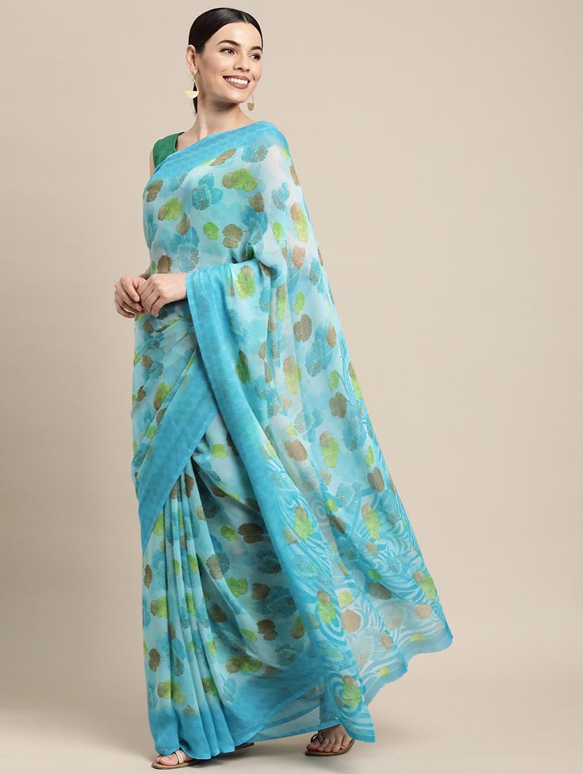 floral printed saree with blouse - 19199284 -  Zoom Image - 0