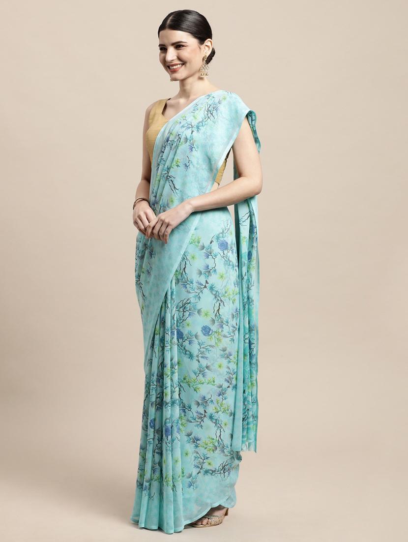 floral printed saree with blouse - 19199291 -  Zoom Image - 0