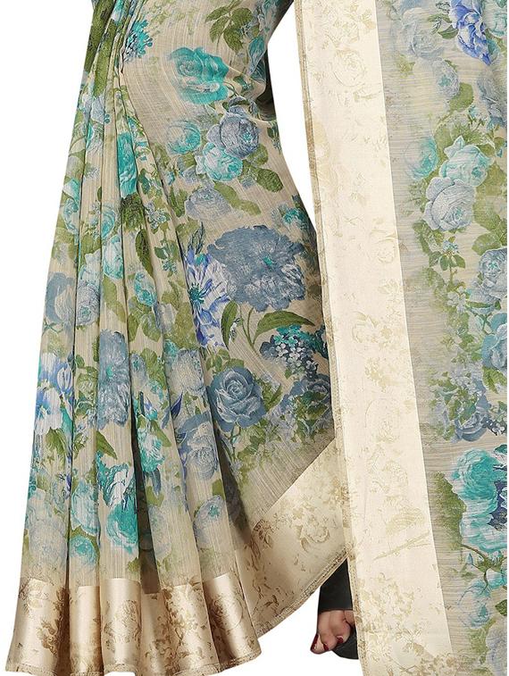 floral printed saree with blouse - 19199420 - Standard Image - 3