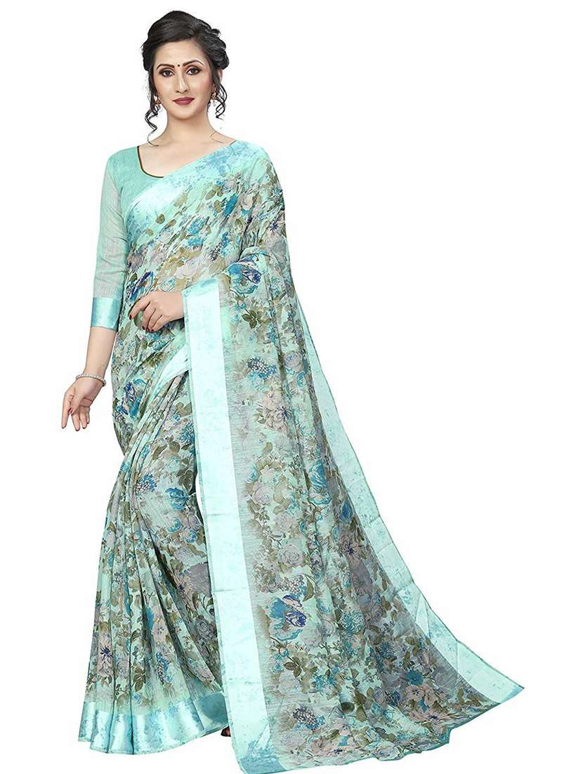 floral printed saree with blouse - 19199422 - Zoom Image - 0