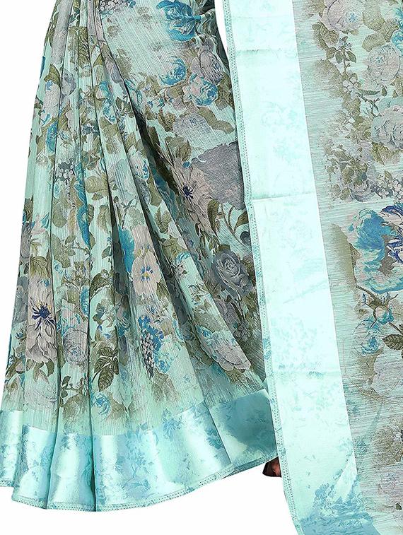 floral printed saree with blouse - 19199422 - Standard Image - 3
