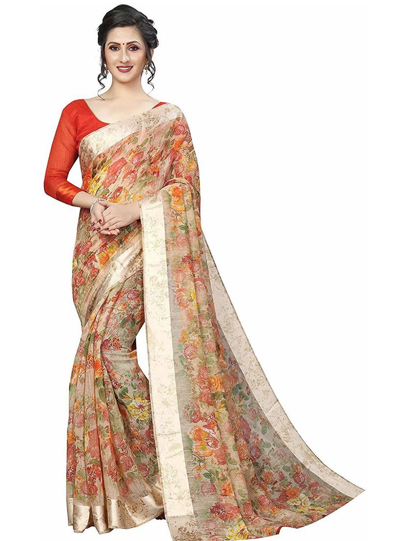 floral printed saree with blouse - 19199425 - Zoom Image - 0