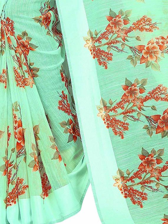 floral printed saree with blouse - 19199505 - Standard Image - 3
