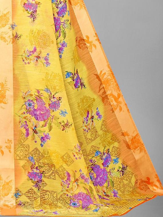 floral printed saree with blouse - 19199513 - Standard Image - 3