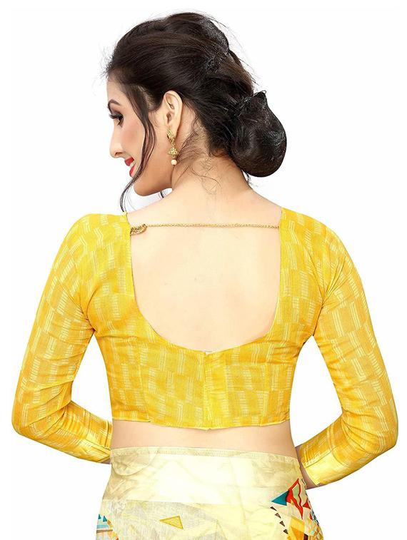yellow geometric printed saree - 19199525 - Standard Image - 3