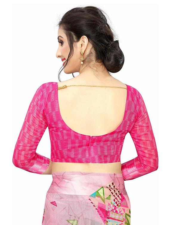 geometric printed saree with blouse - 19199528 - Standard Image - 3