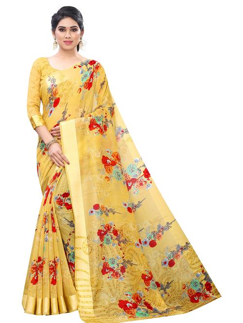 floral printed saree  with blouse - 19199537 -  Standard Image - 0