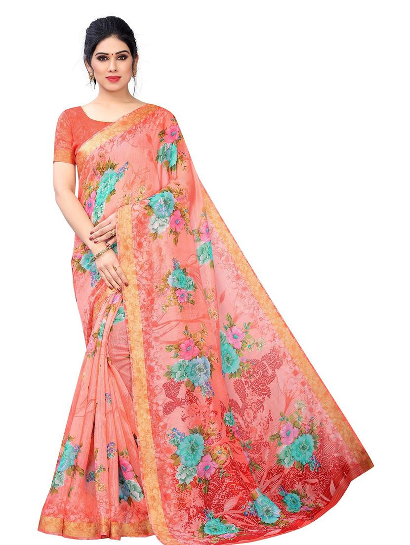 floral printed saree with blouse - 19199552 - Zoom Image - 0