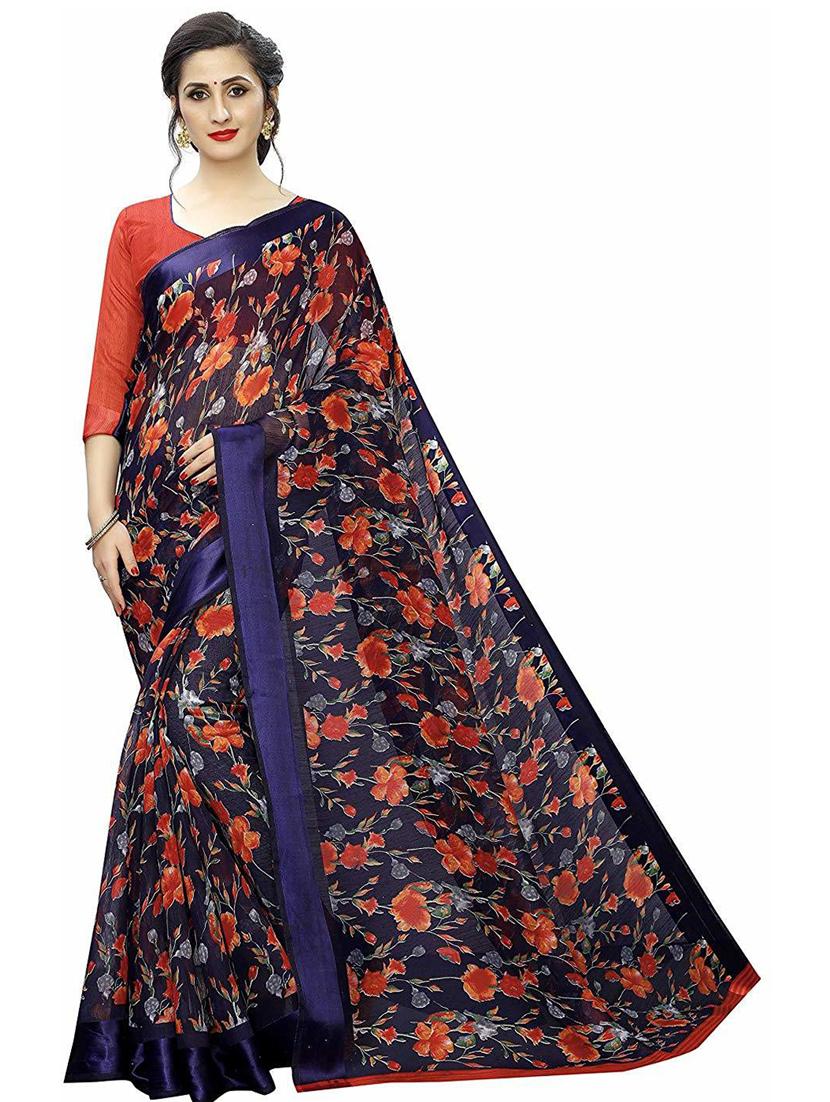 floral printed saree  with blouse - 19199609 -  Zoom Image - 0