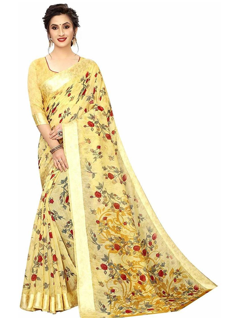 floral printed saree with blouse - 19199610 - Zoom Image - 0