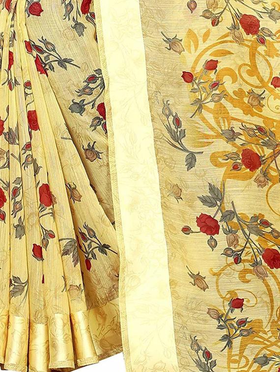 floral printed saree with blouse - 19199610 - Standard Image - 3