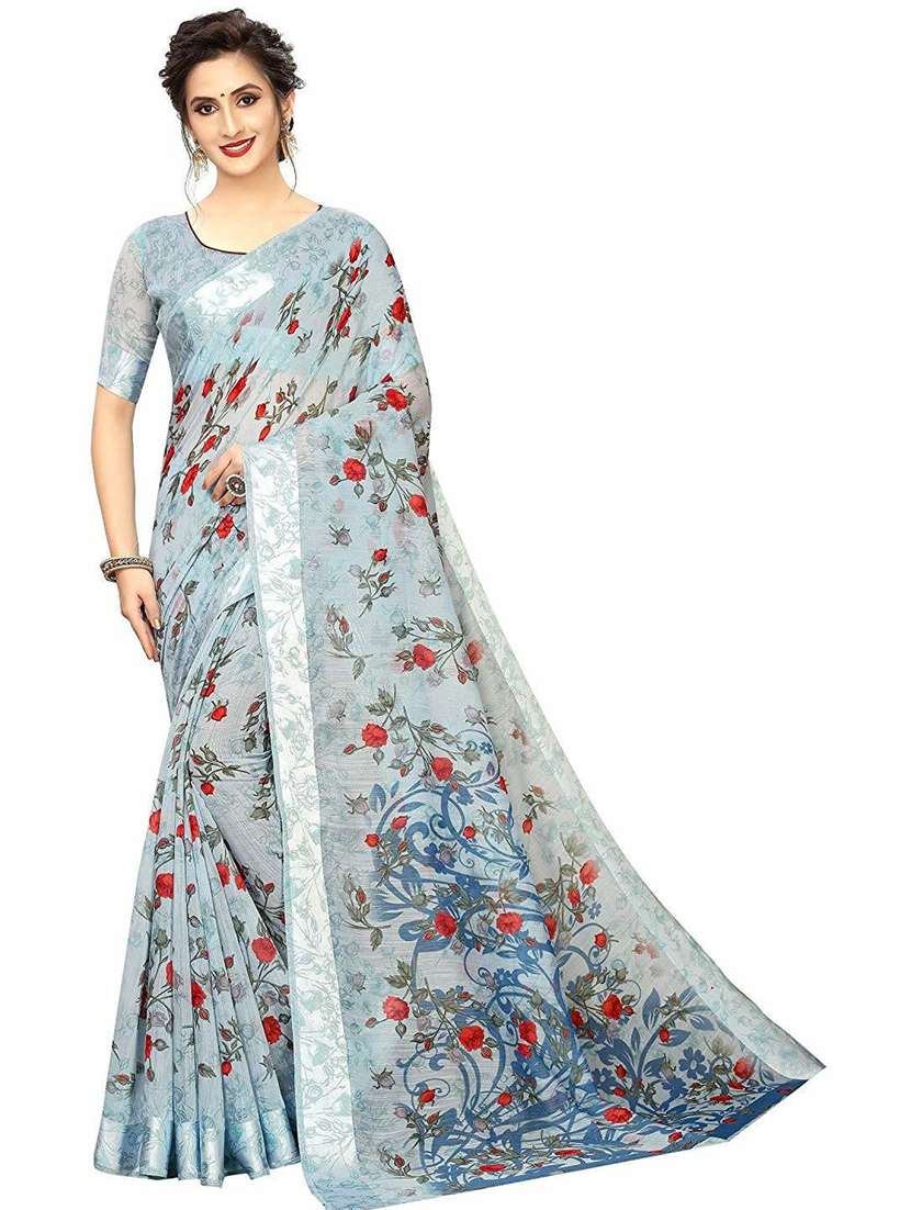 floral printed saree with blouse - 19199625 - Zoom Image - 0
