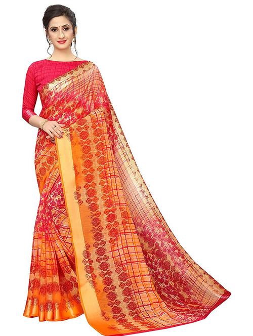 orange printed saree - 19199641 - Standard Image - 0