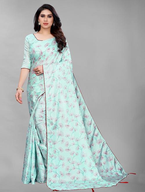 floral printed saree with blouse - 19199670 - Standard Image - 0