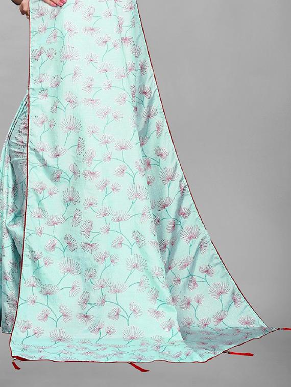 floral printed saree with blouse - 19199670 - Standard Image - 3