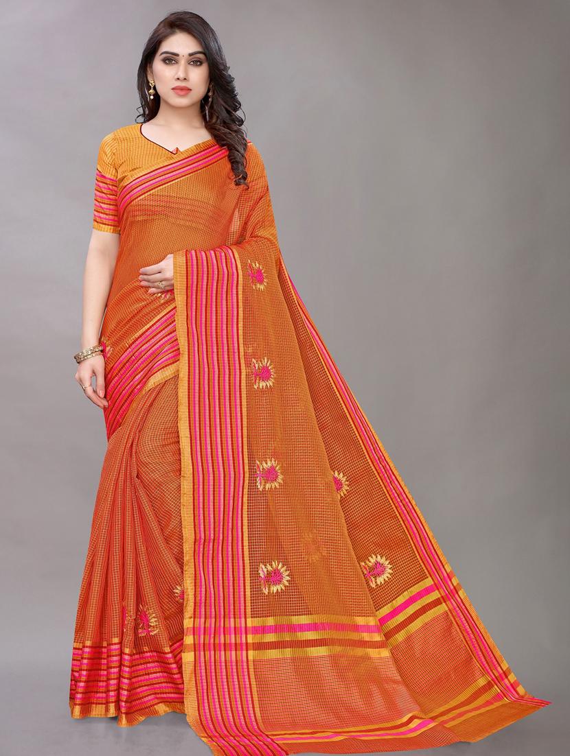 embroidered woven saree with blouse - 19199753 -  Zoom Image - 0