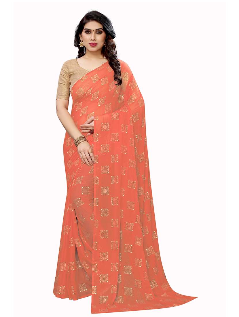 foil printed saree with blouse - 19199835 - Zoom Image - 0