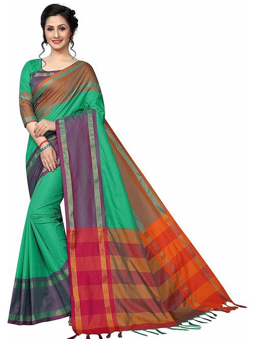 solid bordered saree with blouse - 19199857 -  Standard Image - 0