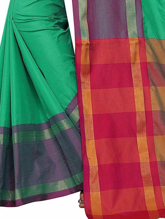 solid bordered saree with blouse - 19199857 - Standard Image - 3
