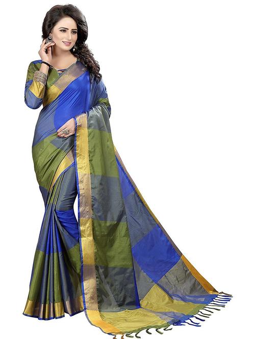 color block woven saree with blouse - 19199872 - Standard Image - 0