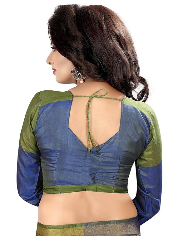 color block woven saree with blouse - 19199872 - Standard Image - 3