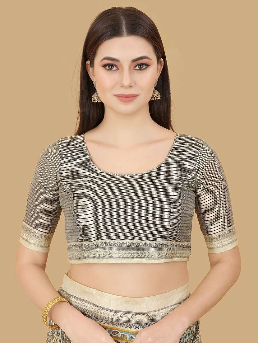 paisley printed saree with blouse - 19199875 - Standard Image - 3