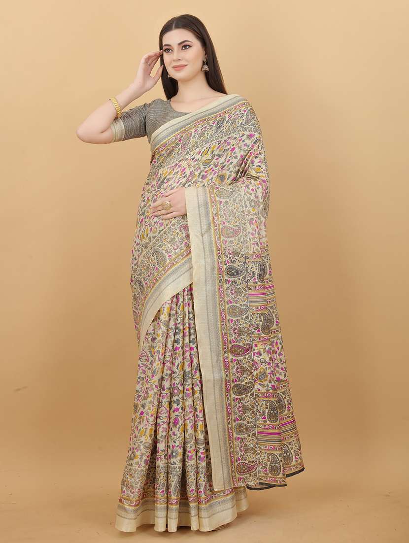 paisley printed saree with blouse - 19199876 - Zoom Image - 0