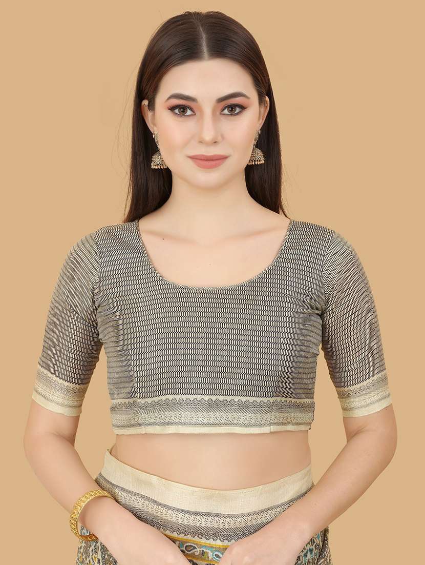 paisley printed saree with blouse - 19199876 - Standard Image - 3