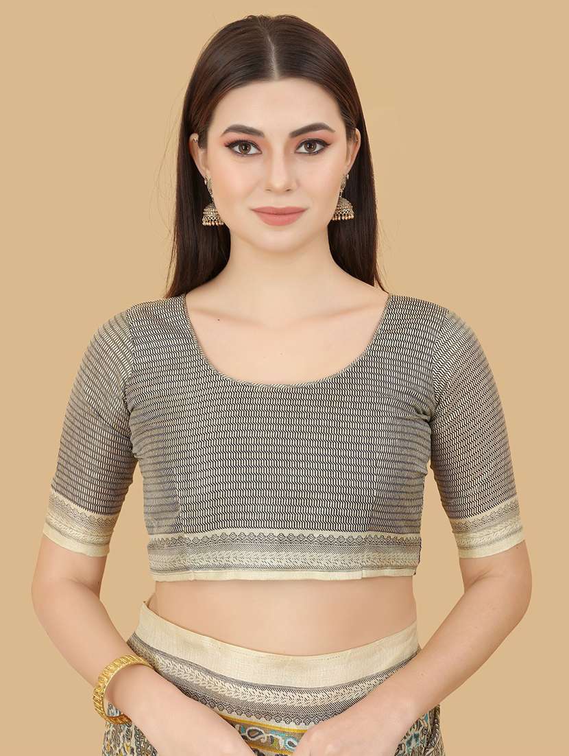 paisley printed saree with blouse - 19199877 - Standard Image - 3