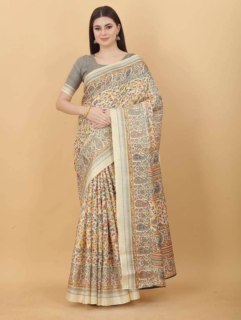 paisley printed saree  with blouse - 19199878 -  Zoom Image - 0