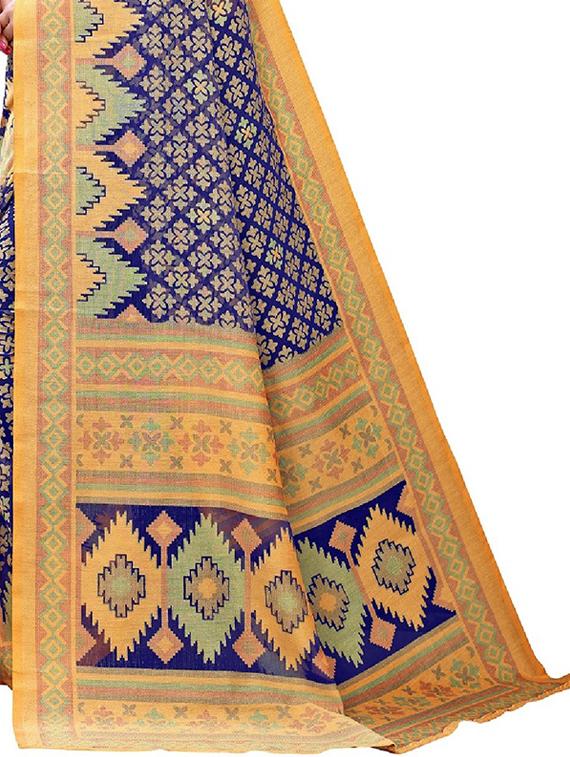 contrast border printed saree with blouse - 19199972 - Standard Image - 3