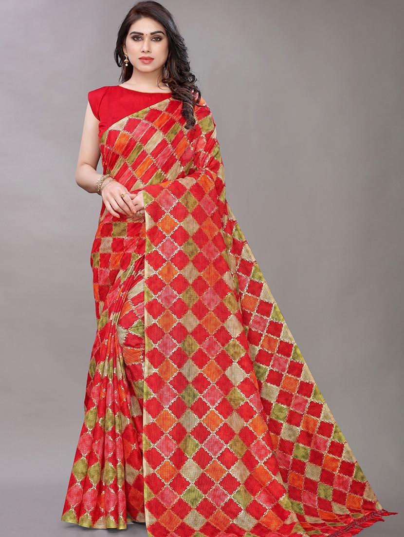 multi colored printed saree with blouse - 19199984 -  Zoom Image - 0
