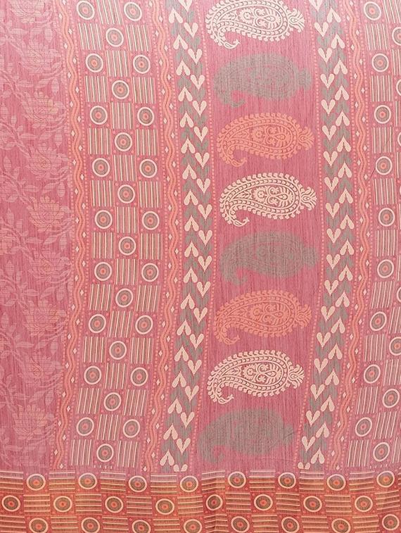 maroon printed saree with blouse - 19200138 - Standard Image - 3
