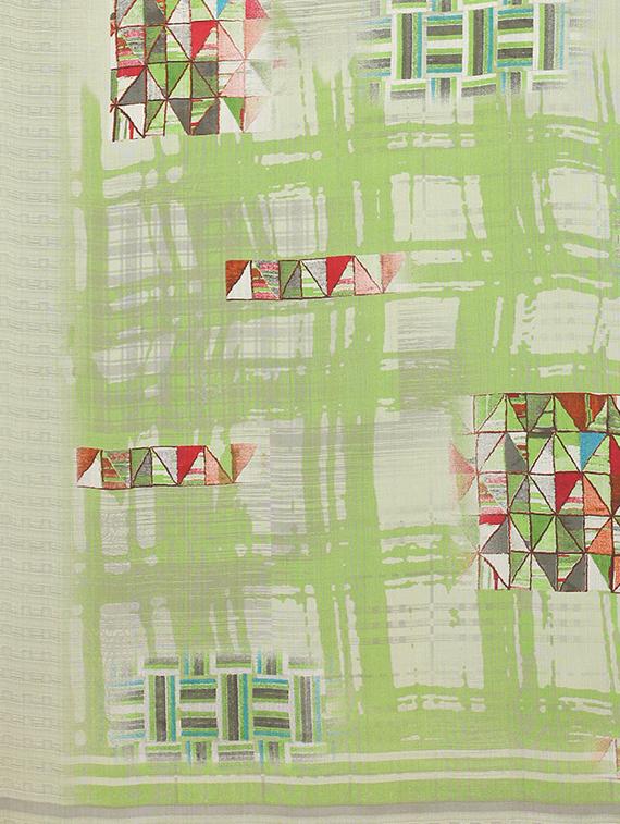 green printed saree with blouse - 19200308 - Standard Image - 3