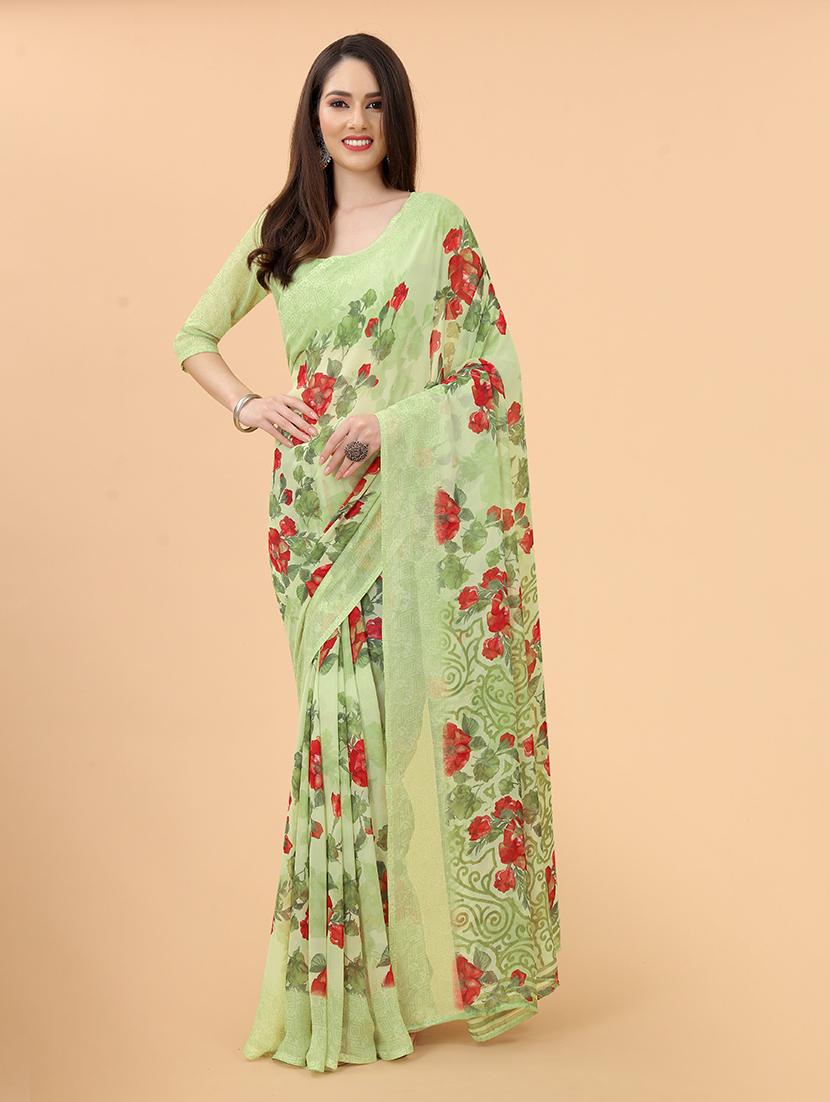 floral printed saree with blouse - 19200309 -  Zoom Image - 0